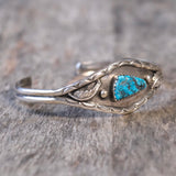 Vintage Sterling Turquoise Feather Cuff