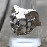 Vintage White Bronze Biker Ring 9.75