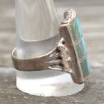 Vintage Sterling Turquoise and Malachite Inlay Ring 12