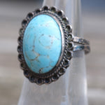 Vintage Sterling Turquoise Ring 5.75