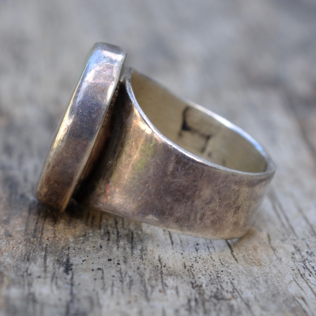 Vintage Sterling Turquoise Signet Ring 8