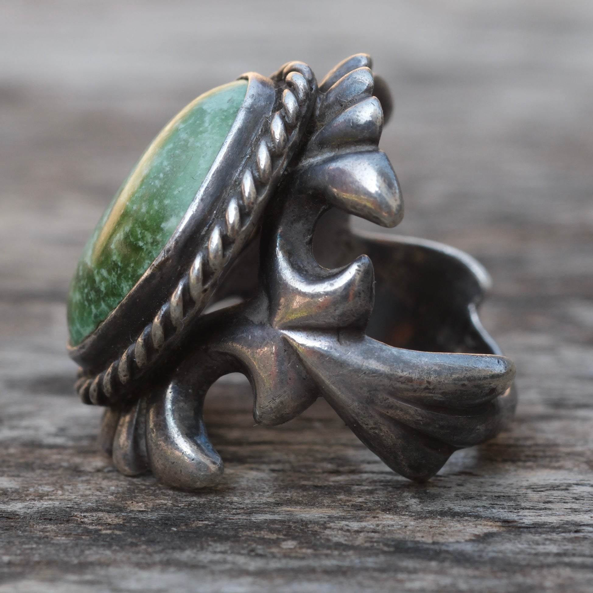 Vintage Sterling Turquoise Sandcast Ring 6