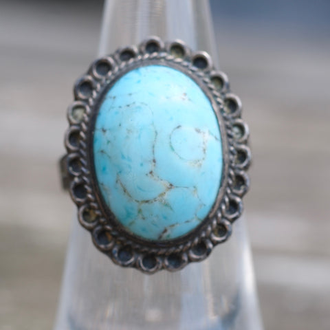 Vintage Sterling Turquoise Ring 5.75
