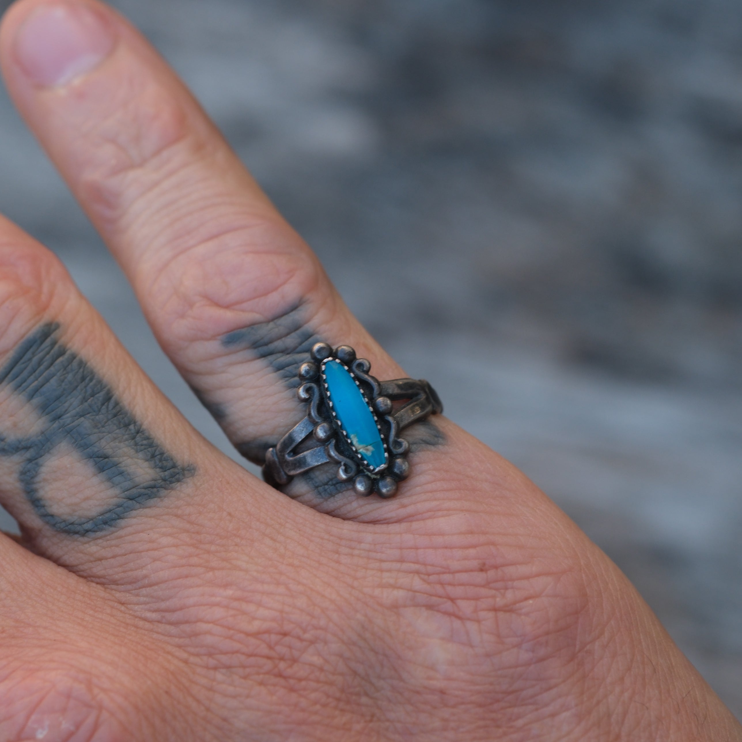 Vintage Sterling Turquoise Ring 6.25