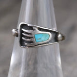 Vintage Sterling Turquoise Bear Paw Band 6.5