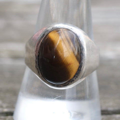 Vintage Sterling Tigers Eye Cabochon Ring 10