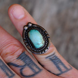 Vintage Sterling Turquoise Roper Ring 4