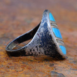 Vintage Sterling Turquoise and MOP Inlay Ring 9.25