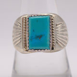 Vintage Sterling Turquoise Stamped Band Ring 9.25
