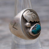 Vintage Sterling Turquoise Stamped Band Ring 8.25