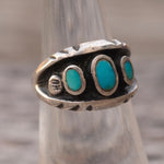 Vintage Sterling Turquoise Inlay Band 5.25
