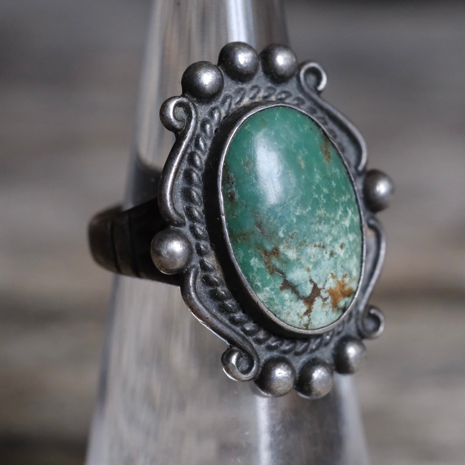 Vintage Sterling Turquoise Ring 4.5