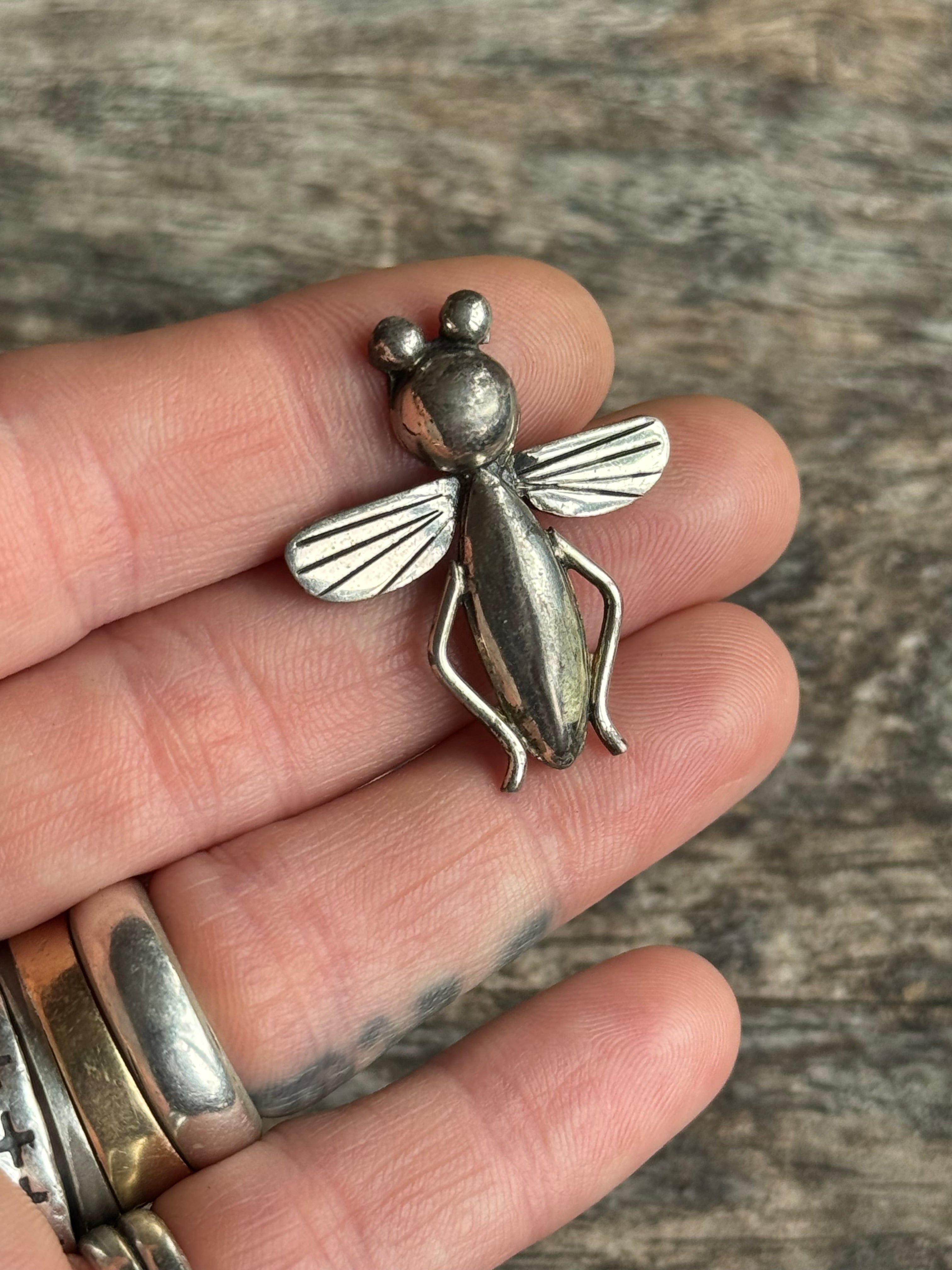 Vintage Sterling Silver Grasshopper Pin