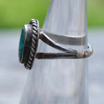 Vintage Sterling Turquoise Roper Ring 3.5