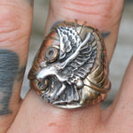 Vintage Sterling And Copper Eagle Ring 10