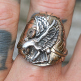 Vintage Sterling And Copper Eagle Ring 10