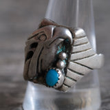 Vintage Sterling Turquoise Eagle Ring 11.5