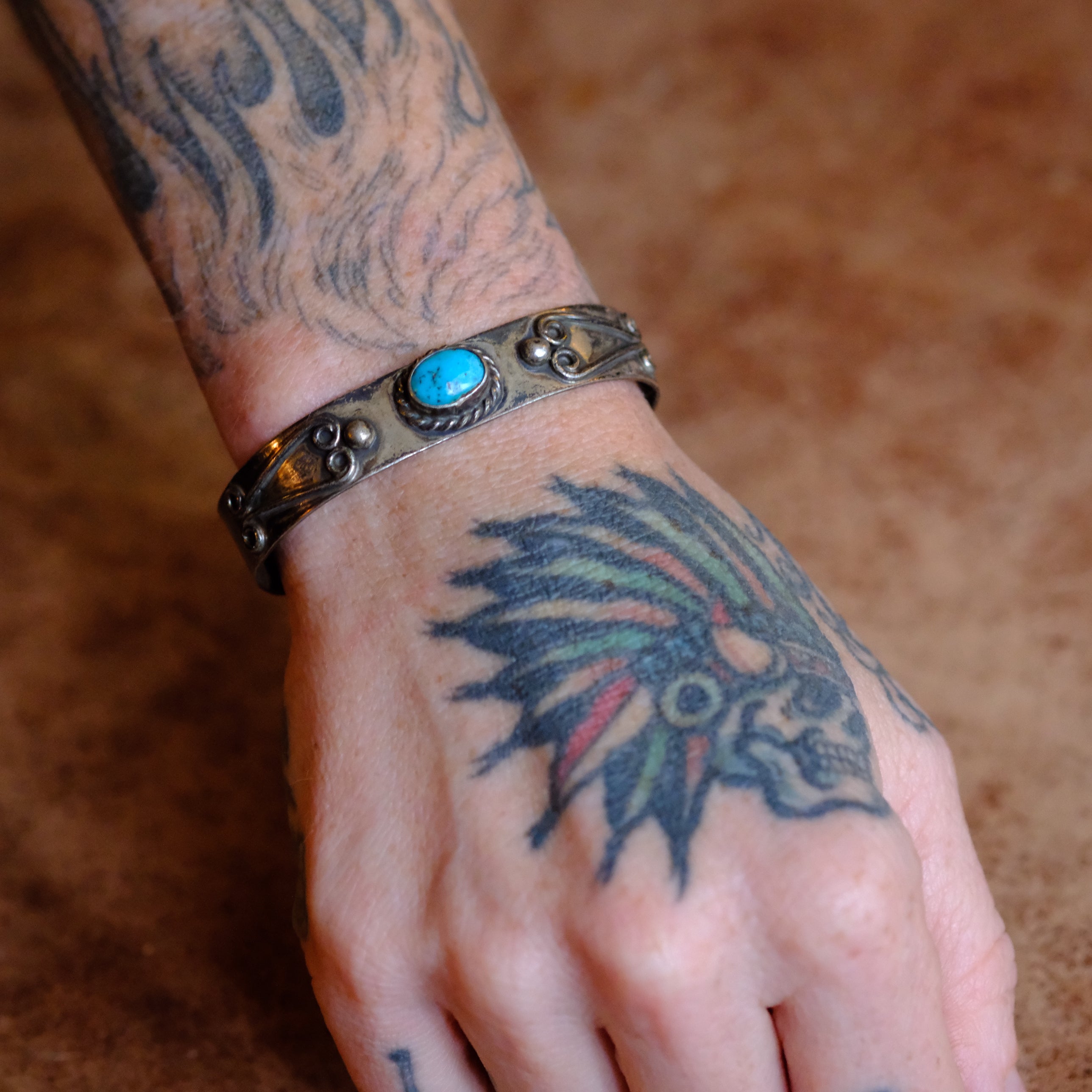 Vintage Sterling Turquoise Cuff Bracelet