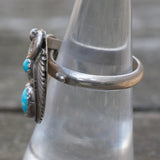 Vintage Sterling 2-Turquoise Feather Ring 6.25