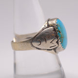 Vintage Sterling Turquoise Stamped Band Ring 9