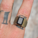 Vintage Sterling Onyx Signet Ring 9.75