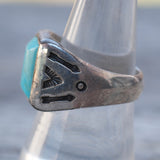 Vintage Sterling Sun Bell Trading Post Turquoise Ring 8.75