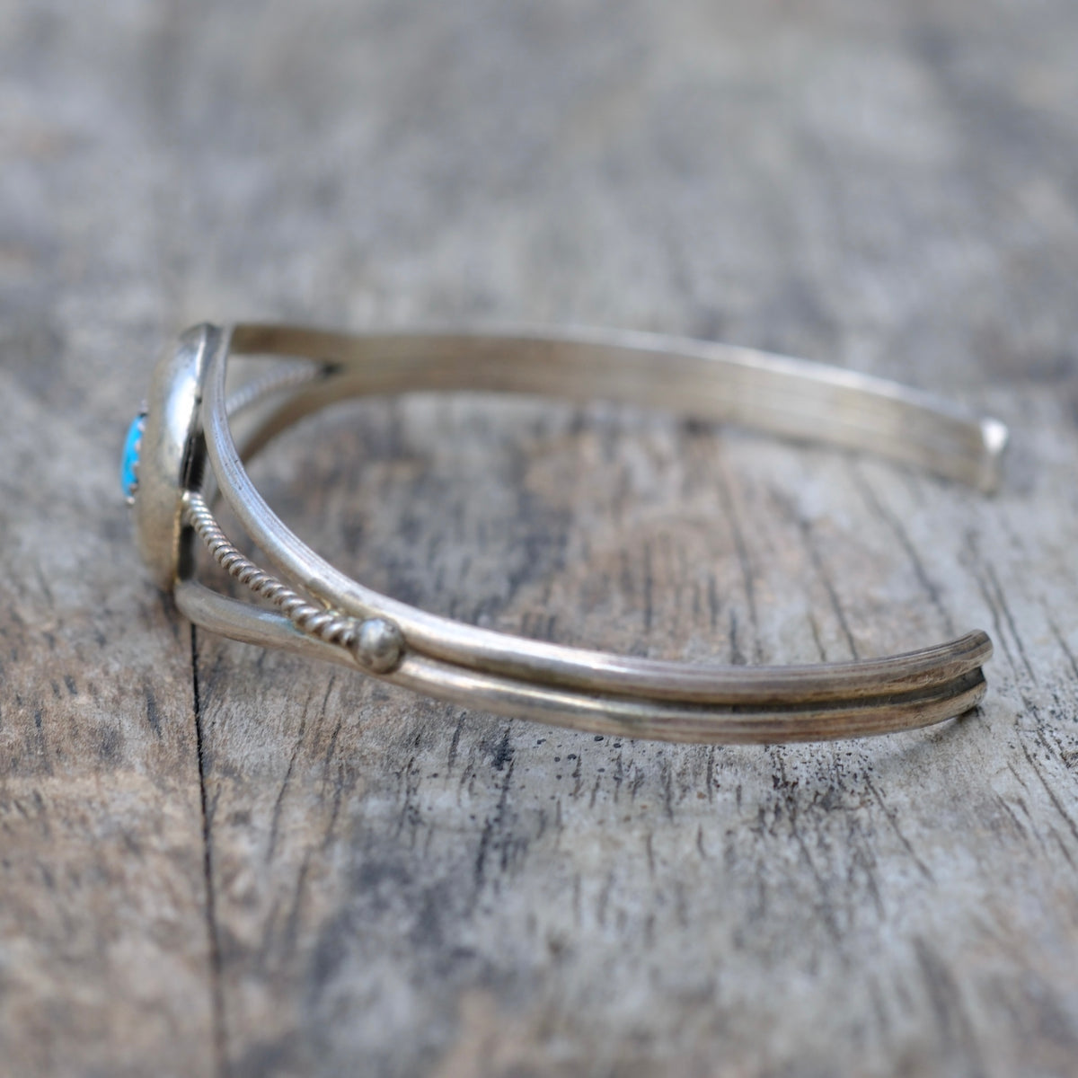 Vintage Sterling Turquoise Shadowbox Cuff Bracelet