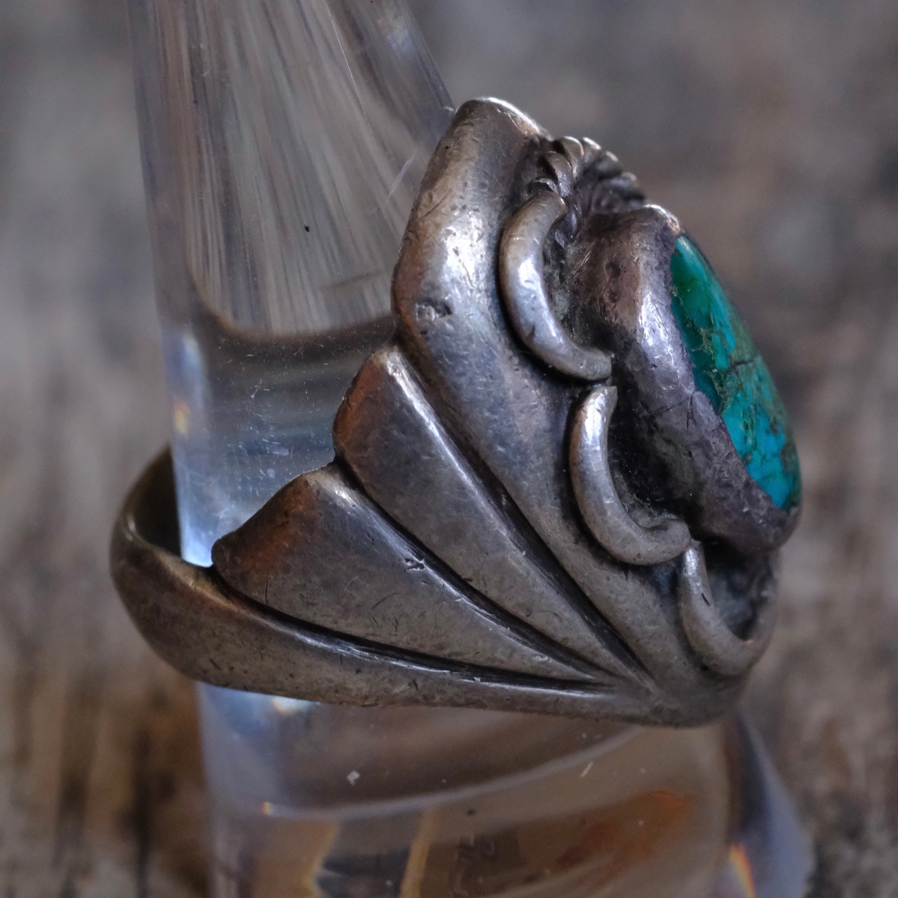 Vintage Sterling Turquoise Ring 9.75