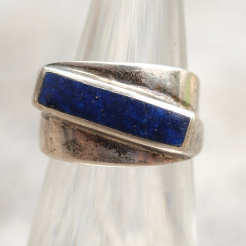 Vintage Sterling Lapis Inlay Band 5.5