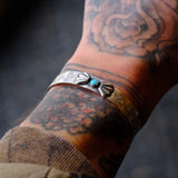Vintage Sterling Turquoise Stamped Cuff Bracelet 6.25"