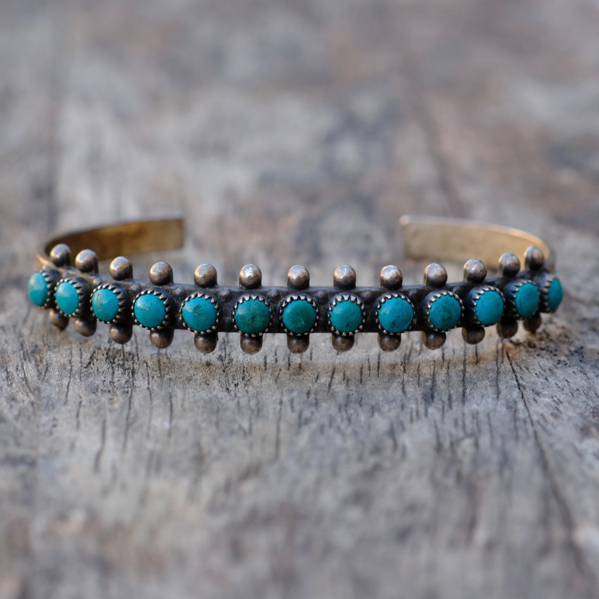 Vintage Sterling Snake Eye Turquoise Cuff Bracelet