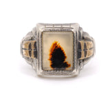 Vintage Sterling Agate Signet Ring 11.5