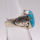 Vintage Sterling Turquoise Stamped Band Ring 7.75