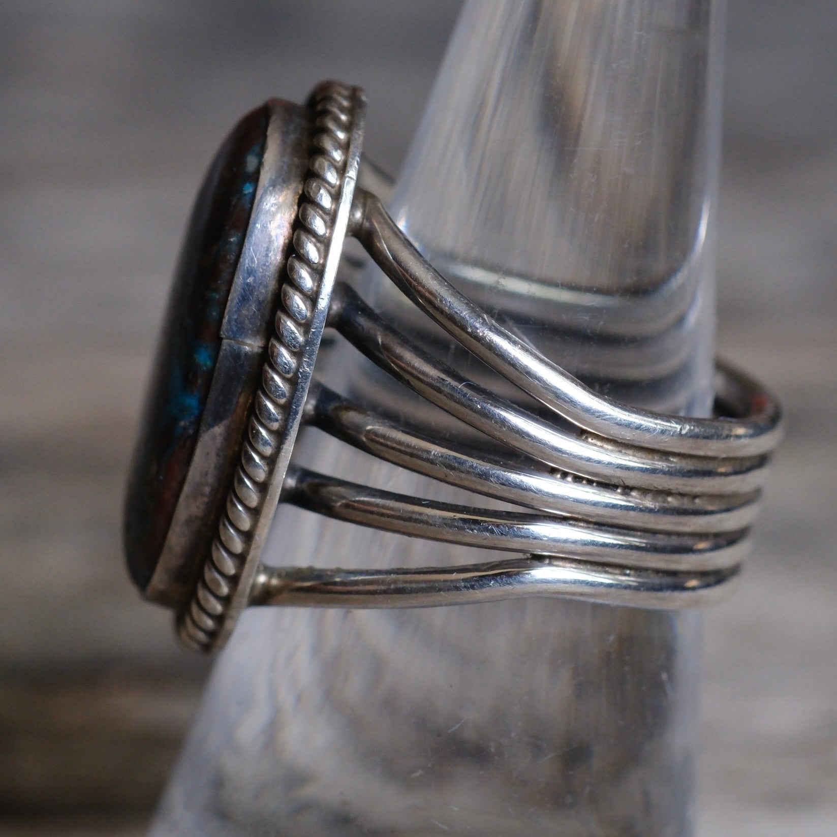 Vintage Sterling Bisbee Turquoise Ring 7.5