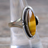 Vintage Sterling Tigers Eye Feather Ring 9