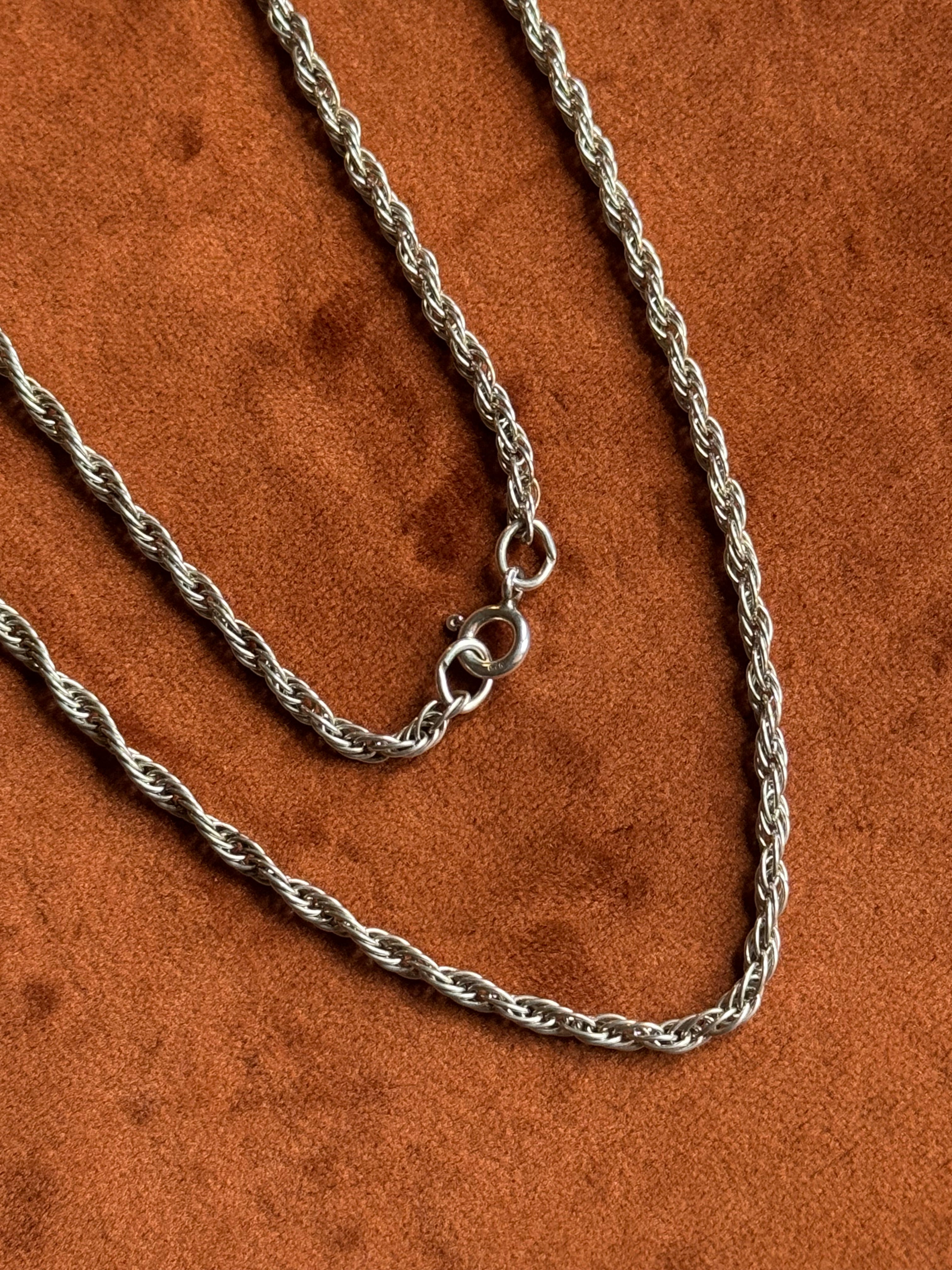Vintage Sterling Silver 20” Rope Chain
