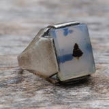 Vintage Sterling Agate Signet Ring 8.25