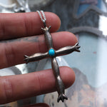 Vintage Sterling Silver Turquoise Cross Necklace