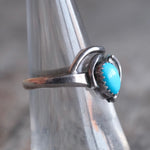 Vintage Sterling Turquoise Feather Ring 6.5