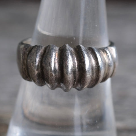 Vintage Sterling Silver Ribbed Ring 8.25