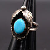 Vintage Sterling Turquoise Feather Ring 4.5