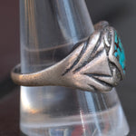 Vintage Sterling Turquoise Stamped Band Ring 10.75