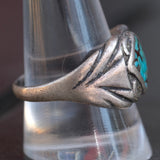 Vintage Sterling Turquoise Stamped Band Ring 10.75