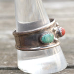 Vintage Sterling Turquoise and Coral Band 12
