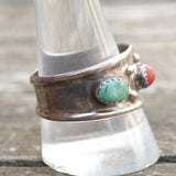 Vintage Sterling Turquoise and Coral Band 12