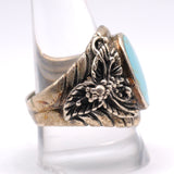 Vintage Sterling Turquoise Floral Ring 11