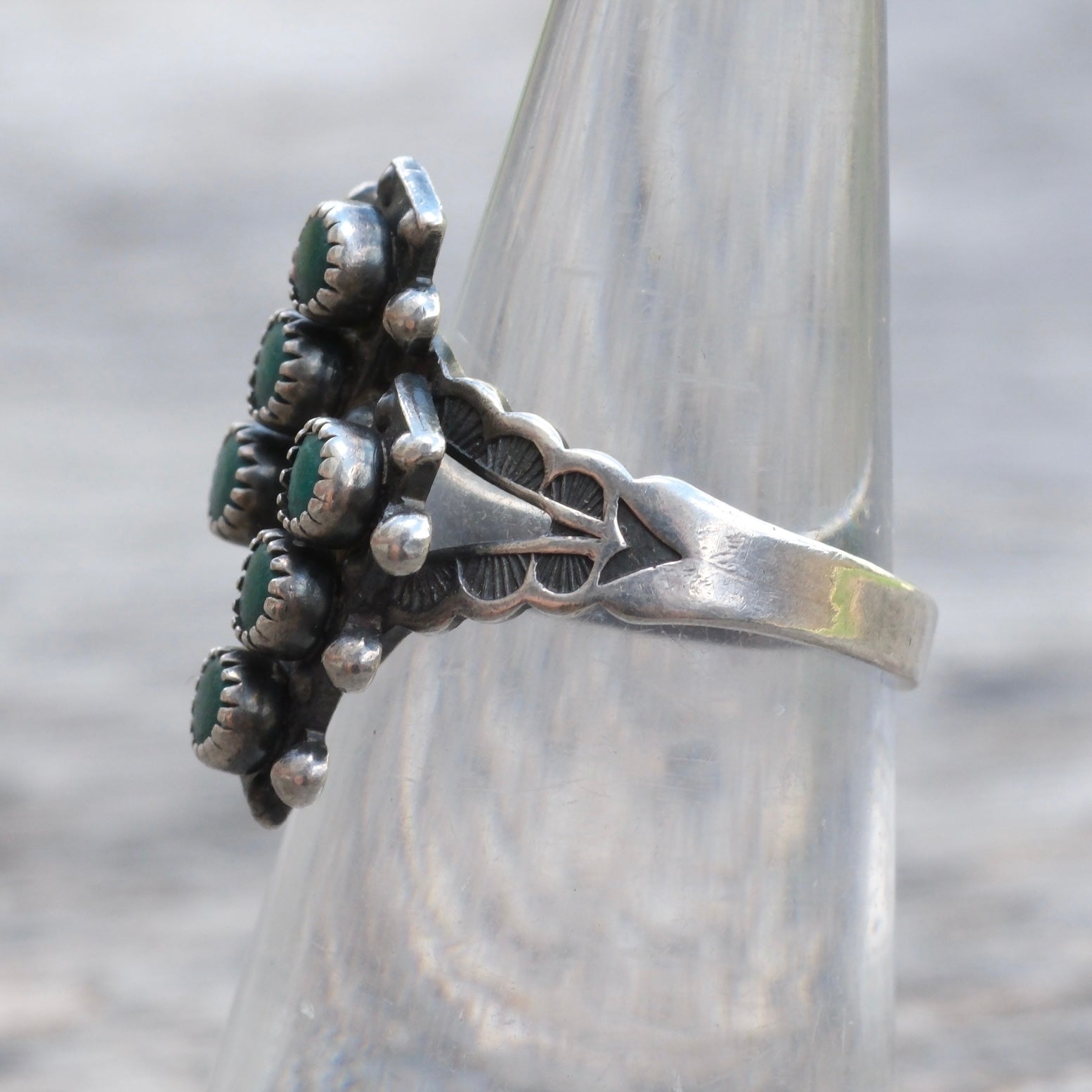 Vintage Sterling Snake Eye Turquoise Ring 6