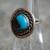 Vintage Sterling Turquoise Roper Ring 4.25