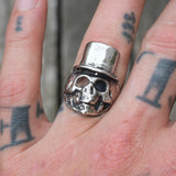 Vintage White Bronze Biker Ring 8.5
