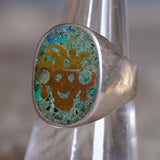 Vintage Sterling Turquoise Inlay Taxco Ring 7